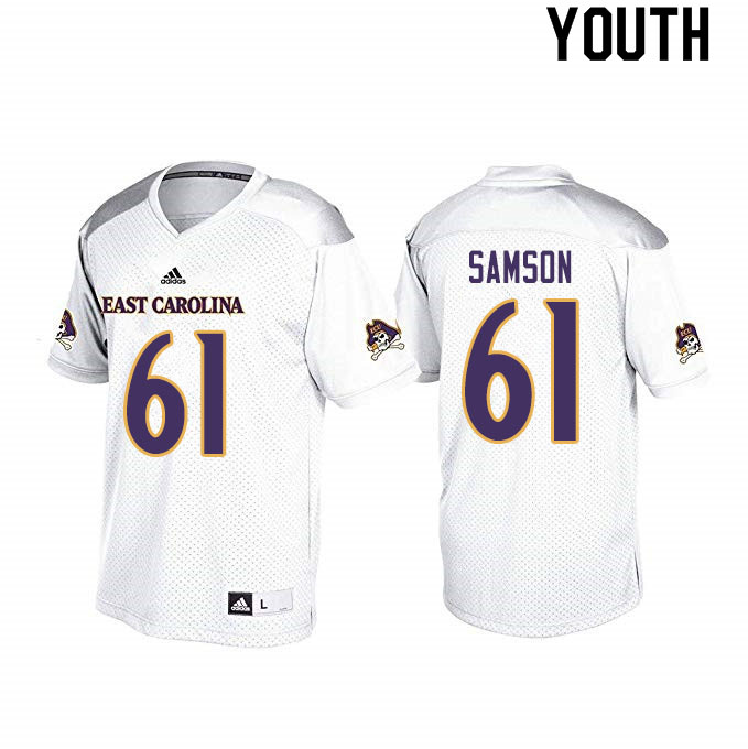 Youth #61 Joseph Samson ECU Pirates College Football Jerseys Sale-White